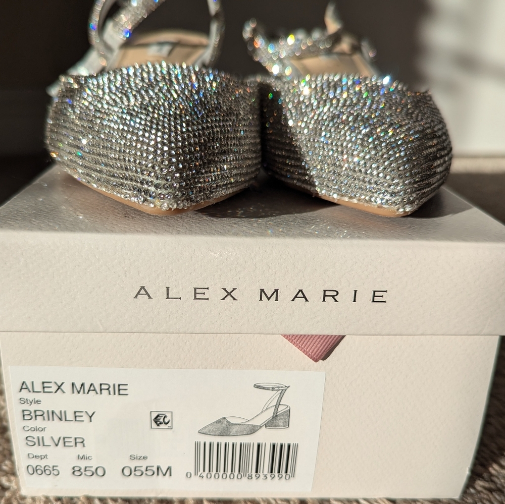 Alex Marie Brinley Rhinestone Round Heel Pumps, Size 5.5, Color Silver - Picture 12 of 13